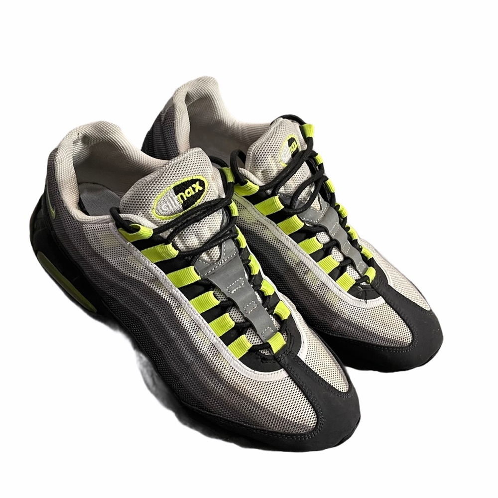 NIKE Gray and Green Air Max 95 Sneakers